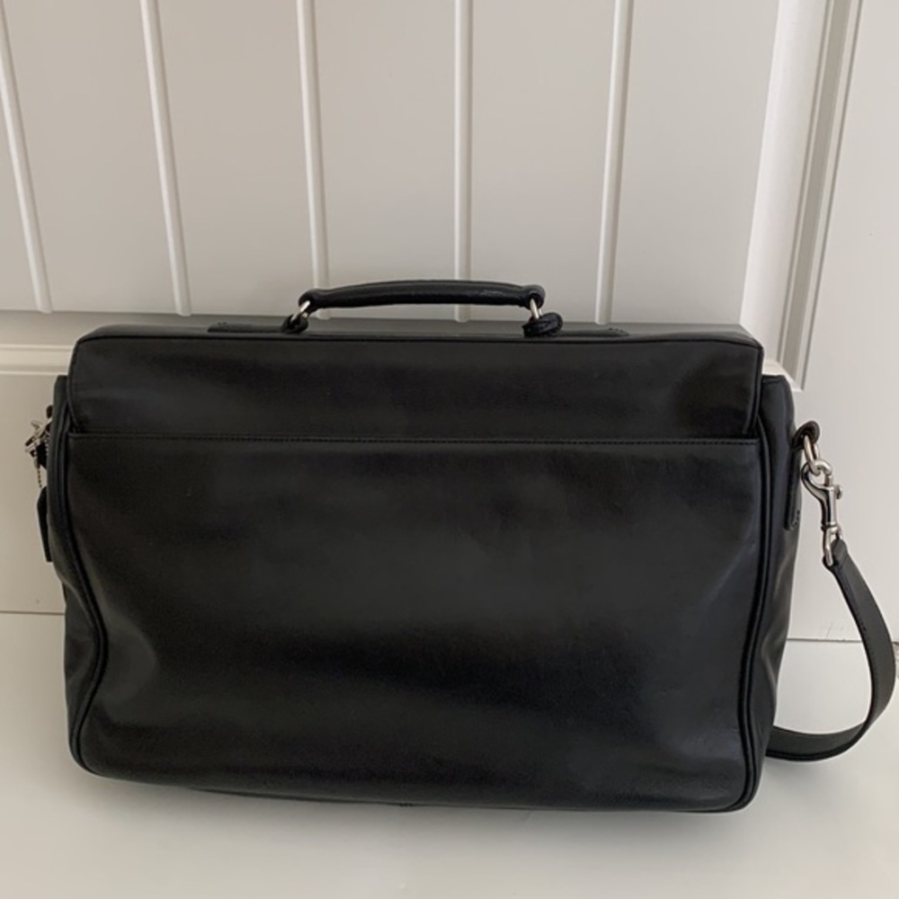 Coach Laptop Messenger Crossbody Briefcase Black Leather Lock Business Bag 5307 - Picture 6 of 16